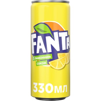 Напій Fanta з лимонним соком безалкогольний соковмісний сильногазований 0,33л - купити, ціни на METRO - фото 1