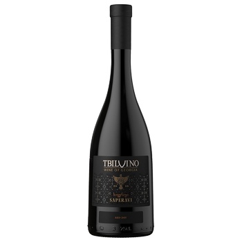 Вино Tbilvino Saperavi красное сухое 12% 0,75л - купить, цены на ULTRAMARKET - фото 1