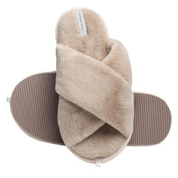 Twins HS-LUX Women's Fur Cross-Over Slippers s.40 Latte