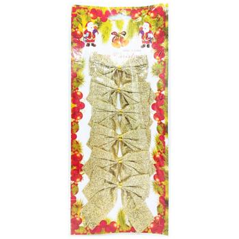 Набор бантиков золотые 6шт 8*8см - купить, цены на Таврия В - фото 1