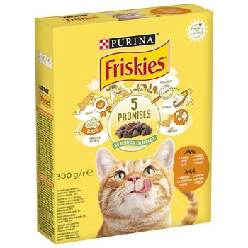 Корм сухой Friskies с курицей и овощами для взрослых кошек 300г