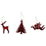 Actuel Christmas Tree/Deer/Angel Red Christmas Tree Pendant 11-13cm in assortment