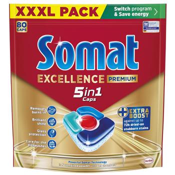 Somat Excellence Dishwasher Caps 5in1 80pcs