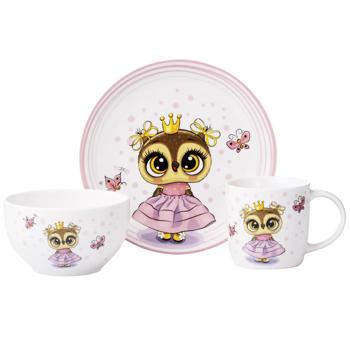 Набір дитячого посуду Ardesto Princess Owl 3 предмети