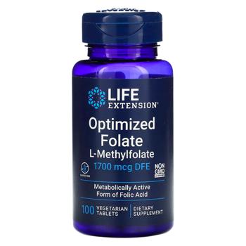 Метилфолат Life Extensions L-Methylfolate оптимизированный 1700мкг DFE 100 таблеток - купить, цены на Biotus - фото 1