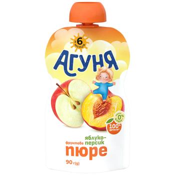 Пюре Агуня Яблоко-персик 90г - купить, цены на КОСМОС - фото 1