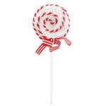 Red and White Spiral Lollipop Decoration on Stick 10cm