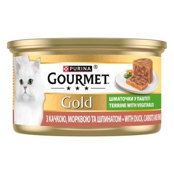 Корм влажный Gourmet Gold с уткой, морковью и шпинатом для кошек 85г - купить, цены на КОСМОС - фото 3
