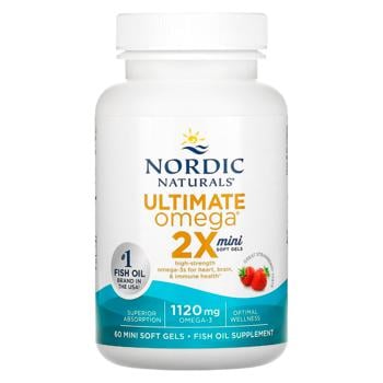 Nordic Naturals Ultimate Omega 2X Strawberry Flavored Fish Oil 1120mg 60 mini softgels - buy, prices for Biotus - photo 1