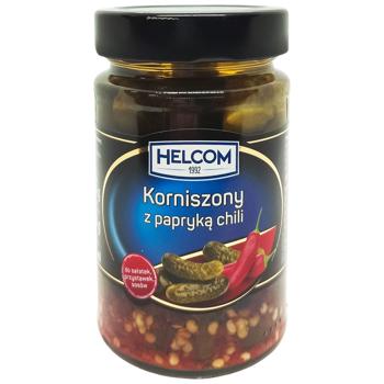 Огурцы Helcom корнишоны маринованные с перцем чили 327мл