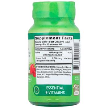 Вітамін B-12 плюс фолієва кислота, Vitamin B-12, Nature's Truth, смак ягід, 2500 мкг, 60 швидкорозчинних таблеток - купить, цены на Biotus - фото 2