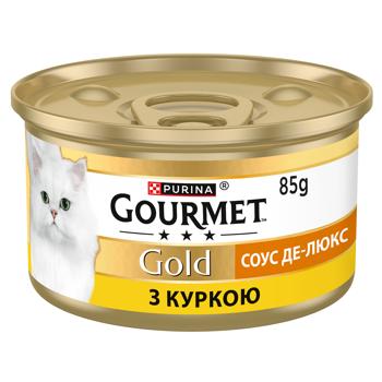 Корм вологий Gourmet Gold Соус Де-Люкс з куркою для котів 85г - купити, ціни на MasterZoo - фото 2