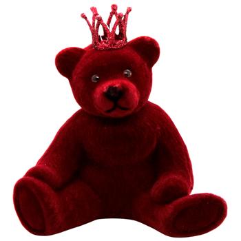 Прикраса ялинкова Bona Di Ведмедик з короною 20см бордовий - купити, ціни на WINETIME - фото 1