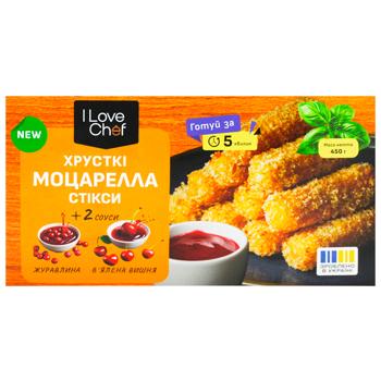Сир I Love Chef Моцарелла стікси хрусткі в паніровці з ягідними соусами заморожений 450г - купити, ціни на - фото 2