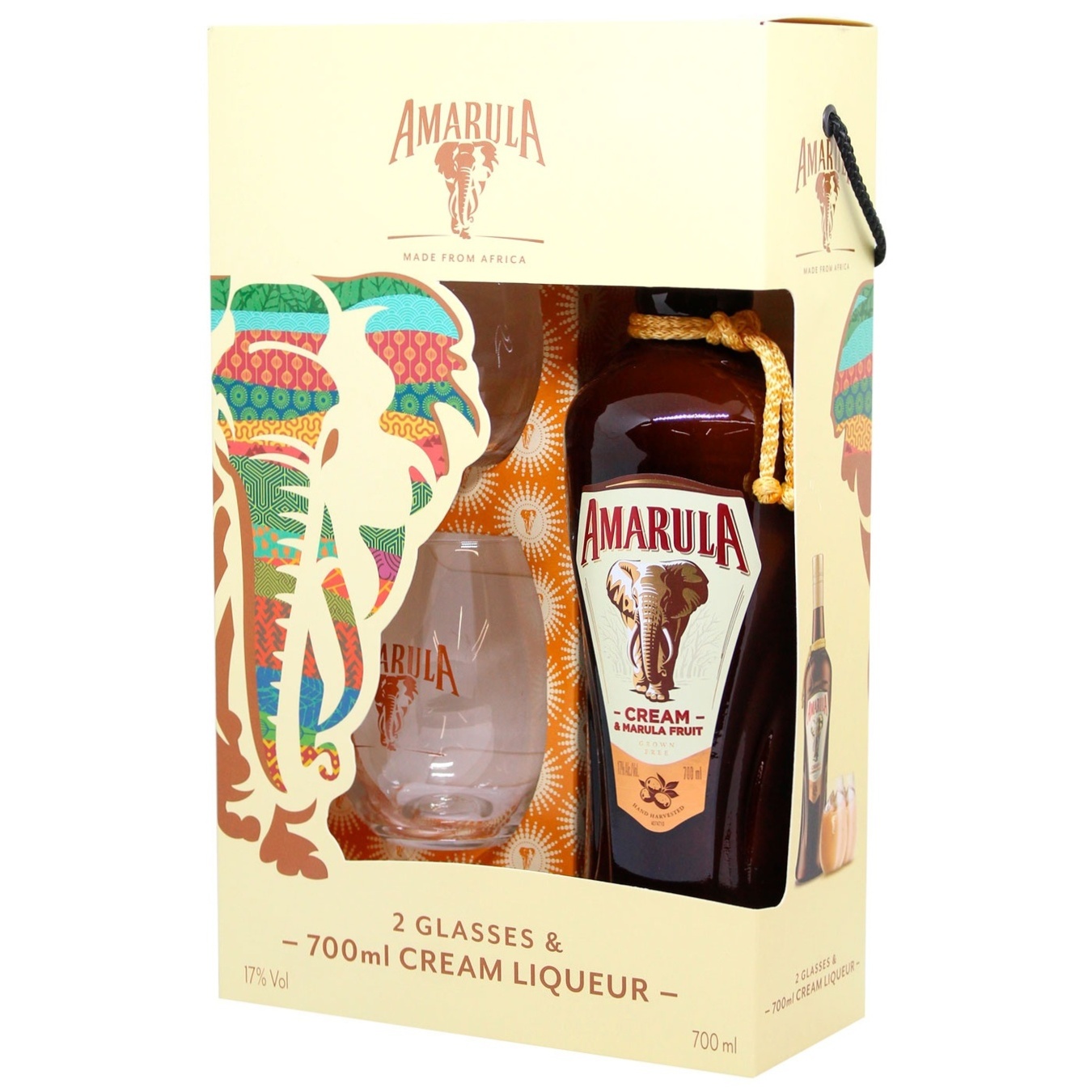 

Ликер Amarula Cream&Marula Fruit 17% 0,7л + 2 бокала в коробке