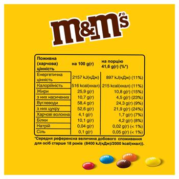 M&M's Dragee Сovered With Colored Crispy Glaze With Peanuts And Milk Chocolate 125g - buy, prices for Auchan - photo 6