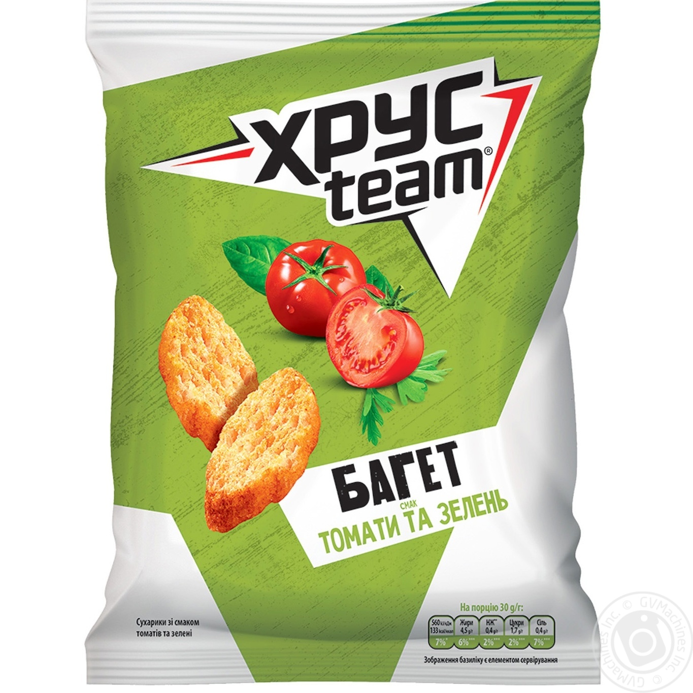 

Сухарики ХрусTeam Багет со вкусом томатов и зелени 60г