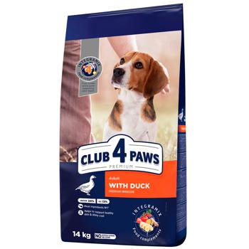 Корм сухой Club 4 Paws Premium с уткой для взрослых собак средних пород 14кг