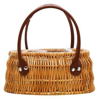 Oval Brown Basket with Leather Handles 25*12*26cm - buy, prices for - photo 2