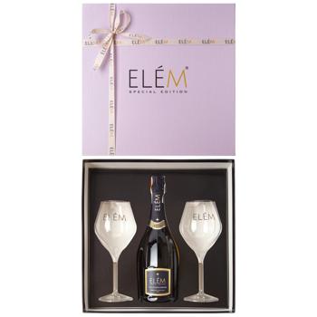 Вино ігристе Elem Prosecco DOCG Valdobbiadene Superior брют біле + 2 бокали у коробці 0,75 л - купити, ціни на Епіцентр FOOD - фото 1