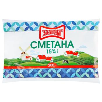 Сметана Злагода 15% 200г - купить, цены на Чудо Маркет - фото 1