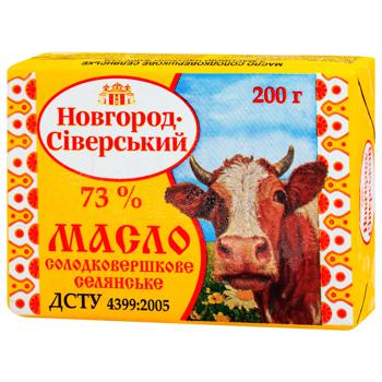 Масло Новгород-Сіверський Селянське солодковершкове 73% 200г - купити, ціни на NOVUS - фото 1