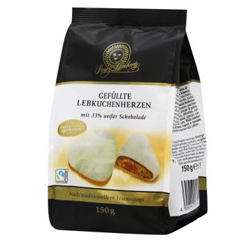 Lambertz Gingerbread Hearts with Apricot Filling Covered in White Chocolate 150g