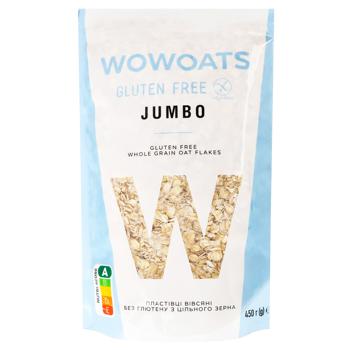 Хлопья овсяные Wowoats Jumbo без глютена 450г - купить, цены на Таврия В - фото 1