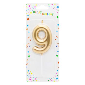 Свічка для торту Цифра 9 металік - купити, ціни на КОСМОС - фото 1