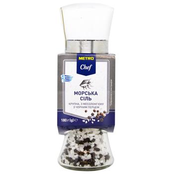 Metro Chef Large Sea Salt with Black Pepper ib Grinder 180g