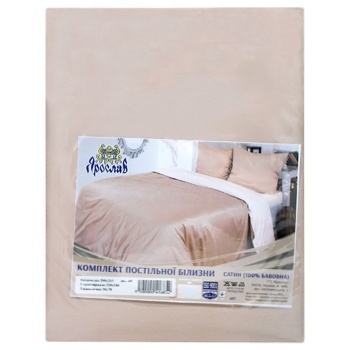 Yaroslav Satin Bedding Set 200x220cm 01 beige - buy, prices for MegaMarket - photo 1