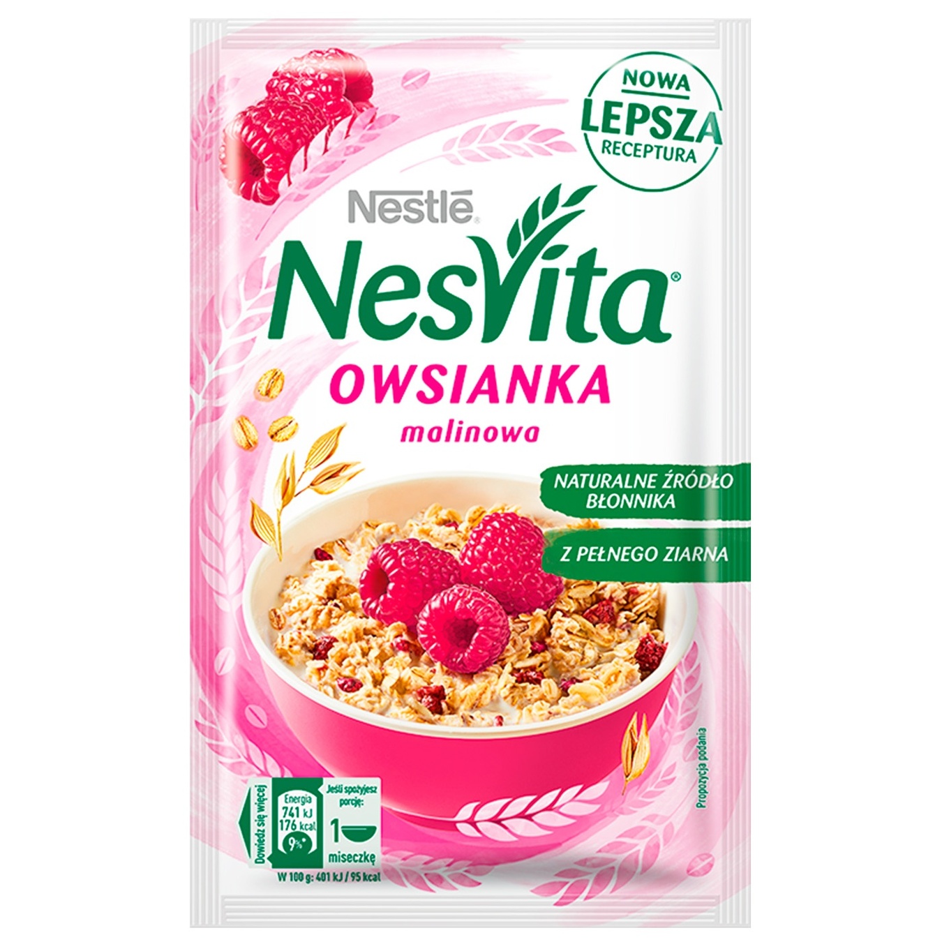 

Каша овсяная NESTLÉ® NESVITA® сладкая с молоком и кусочками малины 45г