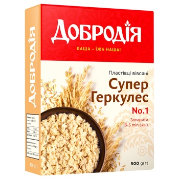 Хлопья овсяные Добродія Супер Геркулес 500г - купить, цены на ULTRAMARKET - фото 1