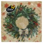 Серветки столові Silken Різдвяний віночок 3-шарові 33*33см 18шт
