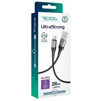 Ridea USB cable RC-US42 UltraStrong Type-C 3A 2m Black