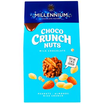 Конфеты Millennium Choco Crunch Nuts с арахисом миндалем и рисовыми шариками в молочном шоколаде 100г - купить, цены на ULTRAMARKET - фото 3