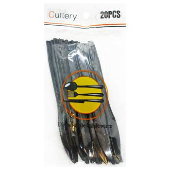 Plastic Black Knives 155mm 20pcs