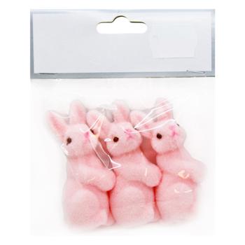 Набір декоративних кроликів з флоковим напиленням рожеві 2,5*7см - купити, ціни на ULTRAMARKET - фото 1