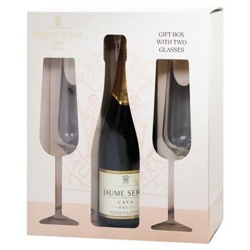 Вино ігристе Jaume Serra Cava Brut біле брют 11,5% 0,75л + 2 бокала - купити, ціни на AlcoHub - фото 2