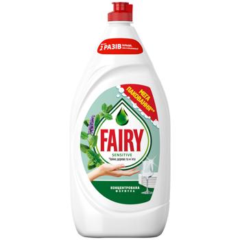 Засіб для миття посуду Fairy Sensitive Чайне дерево та м`ята 1,35л - купити, ціни на Auchan - фото 1