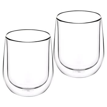 Набір чашок з подвійними стінками Ardesto боросилікатне скло 2шт 360мл