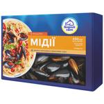 Мідії Водний Світ в мушлях у власному соку варено-морожені 450г