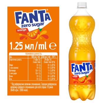Напій газований Fanta апельсин без цукру 1,25л - купити, ціни на AlcoHub - фото 2