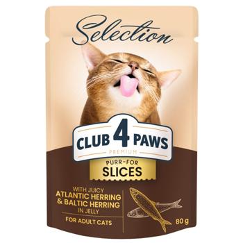 Club 4 Paws Premium Selection Wet Food with Atlantic Herring and Baltic Herring for Cats 80g - buy, prices for MasterZoo - photo 1