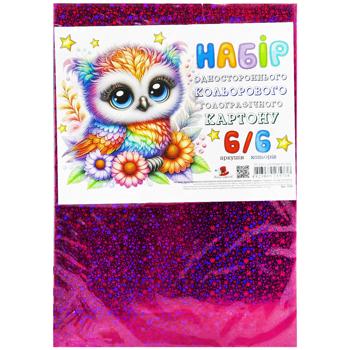 Набор цветного картона Art Studio of Happiness голографический 6 листов - купить, цены на Auchan - фото 1