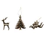 Actuel Christmas Tree/Deer/Angel Gold Christmas Tree Pendant 11-13cm in assortment