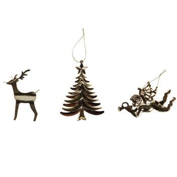 Actuel Christmas Tree/Deer/Angel Gold Christmas Tree Pendant 11-13cm in assortment - buy, prices for Auchan - photo 1