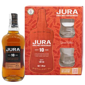 Виски Isle of Jura 10 лет 40% 0,7л + 2 бокала