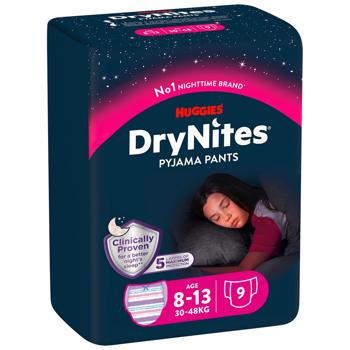 Подгузники-трусики Huggies DryNites для девочек ночные 8-15лет 9шт - купить, цены на NOVUS - фото 1