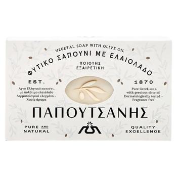 Мило Papoutsanis тверде натуральне діхтярне Olive Oil White 125г - купити, ціни на Grono - фото 1